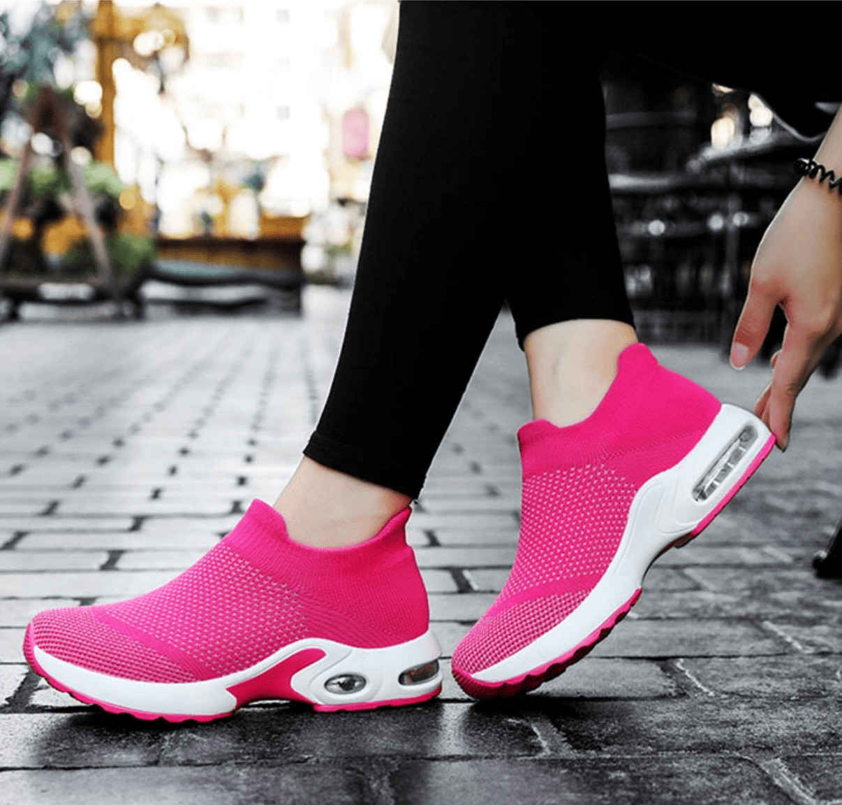 5-5.5 / Rose Red 2021 New Arrival Women Orthopedic Corrector Lightweight Running Walking Breathable Sock Sneakers