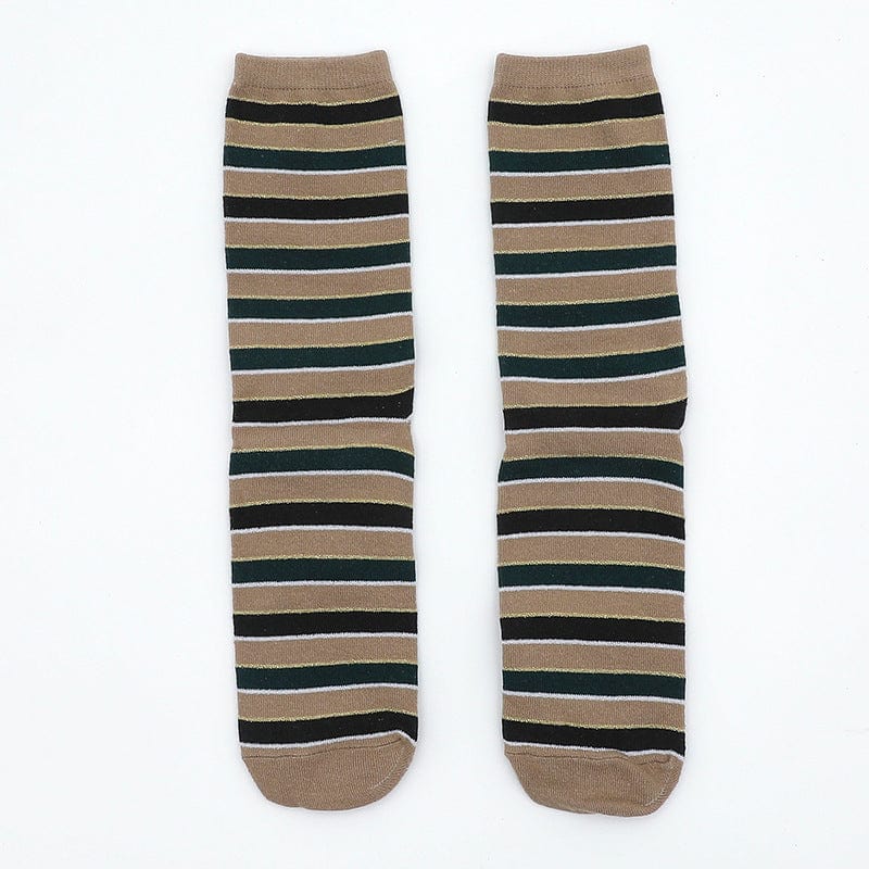 Brown Stripe / 38-45 Christmas stocking trend gold silk pair socks for men and women