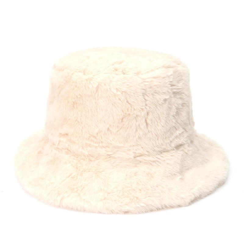 Caps and Hats Cream (w/o adjustment strap) Leopard Print Winter Plush Bucket Hats