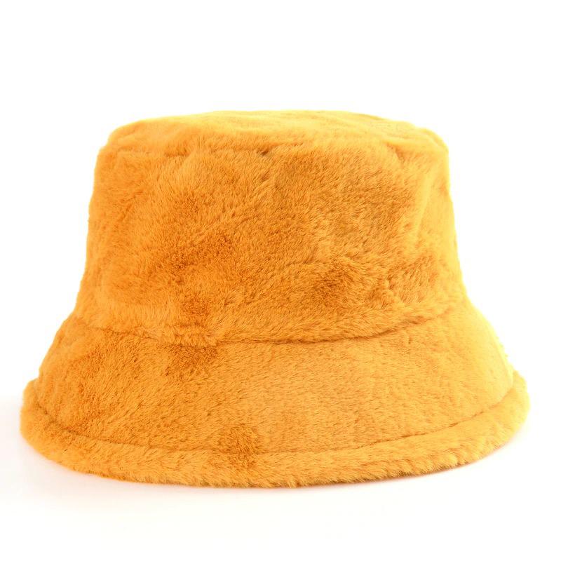 Caps and Hats Yellow Leopard Print Winter Plush Bucket Hats