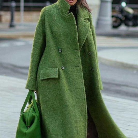 Coats Green / S Women Vintage Plain Long Sleeve Plus Size Casual Outwear