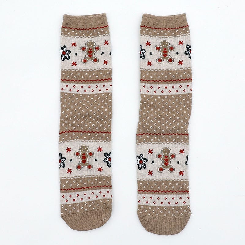 Gingerbread Man + Snowflake / 38-45 Christmas stocking trend gold silk pair socks for men and women