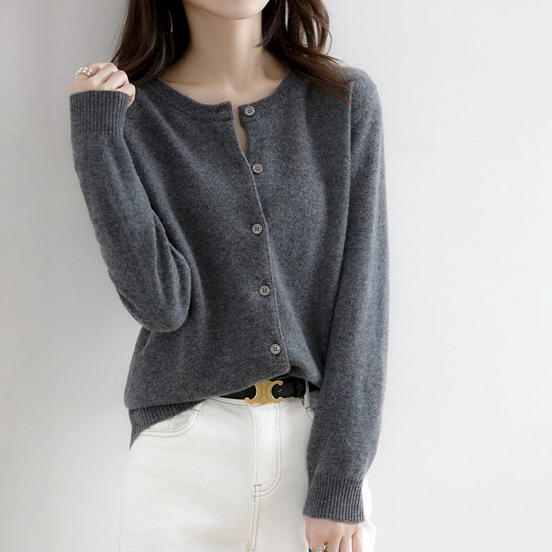 gray / L Women Cardigans Sweater