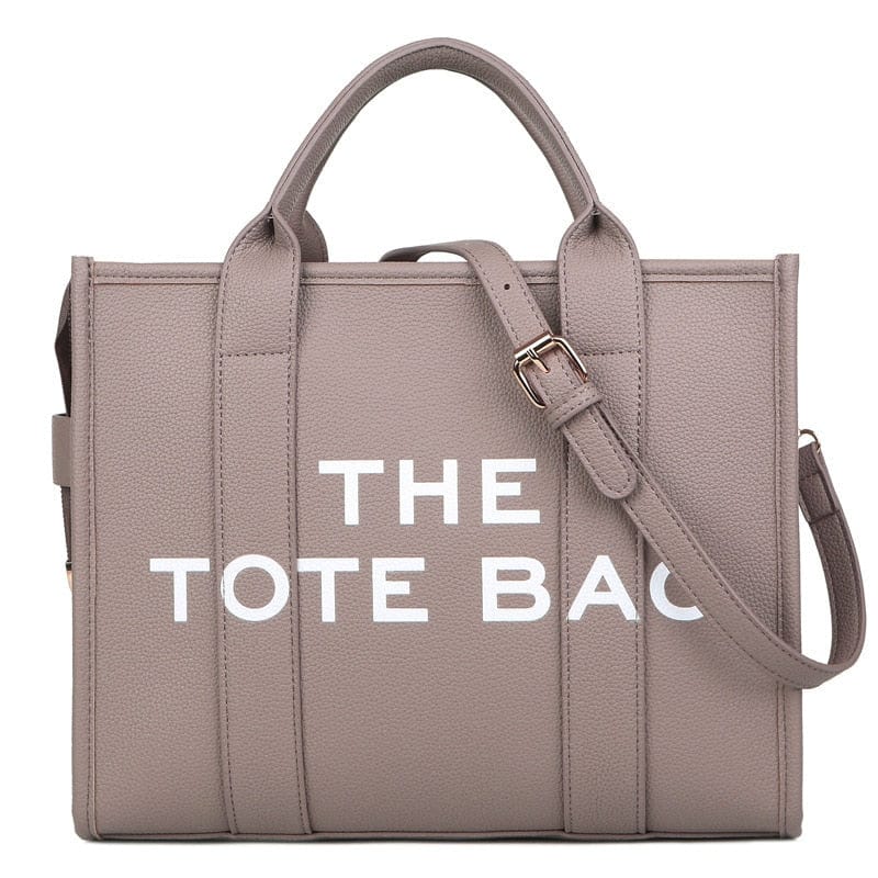 grey The Traveler Tote bag For Women Crossbody Female Handbag New Solid Words Letter Leisure Large Bag PU Luxury Fashion for 2023