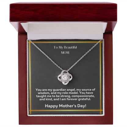 Jewelry 14K White Gold Finish / Luxury Box Mother's Day Special Love Knot Necklave