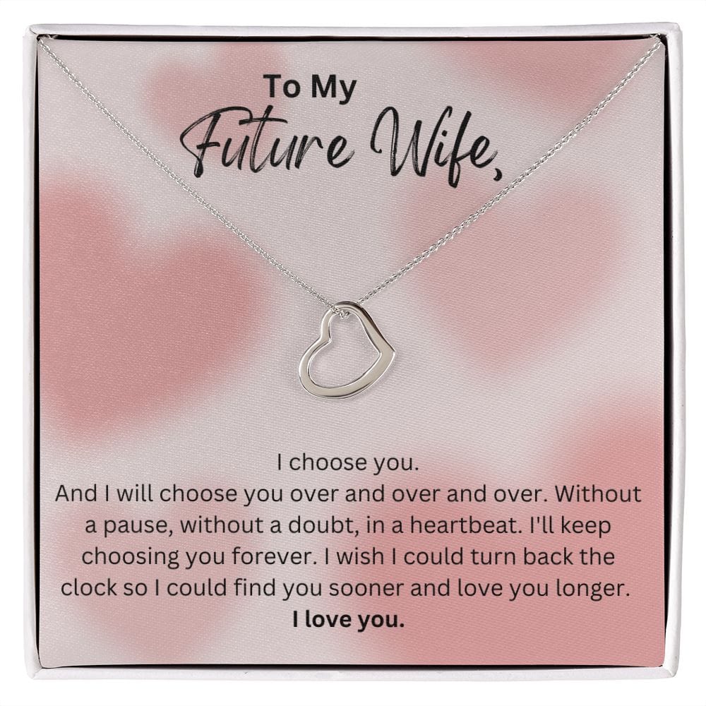 Jewelry 14K White Gold Finish / Standard Box Delicate Heart Necklace For My Future Wife