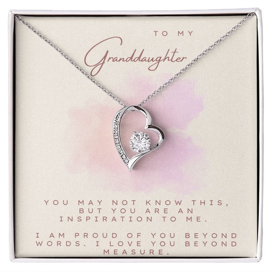 Jewelry 14k White Gold Finish / Standard Box Forever Love Necklace For My Grand-Daughter