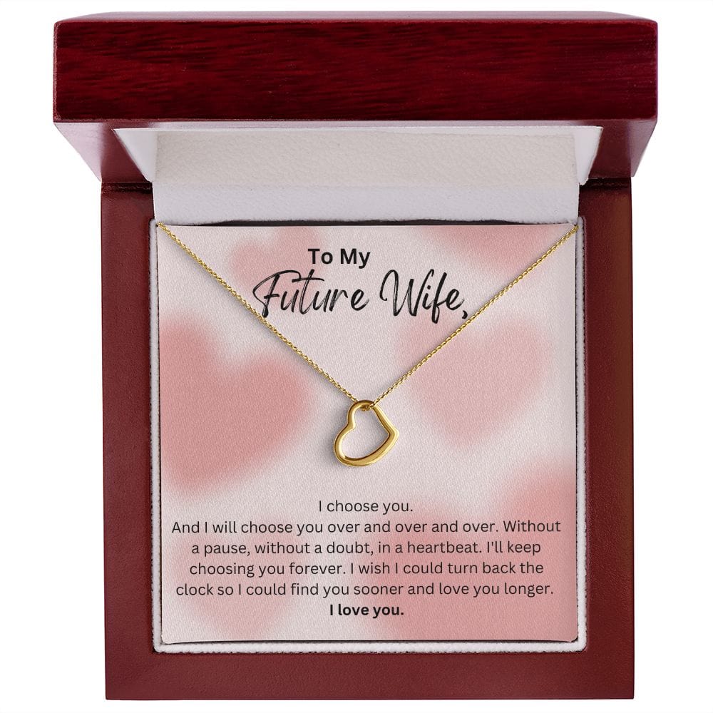 Jewelry 18k Yellow Gold Finish / Luxury Box Delicate Heart Necklace For My Future Wife