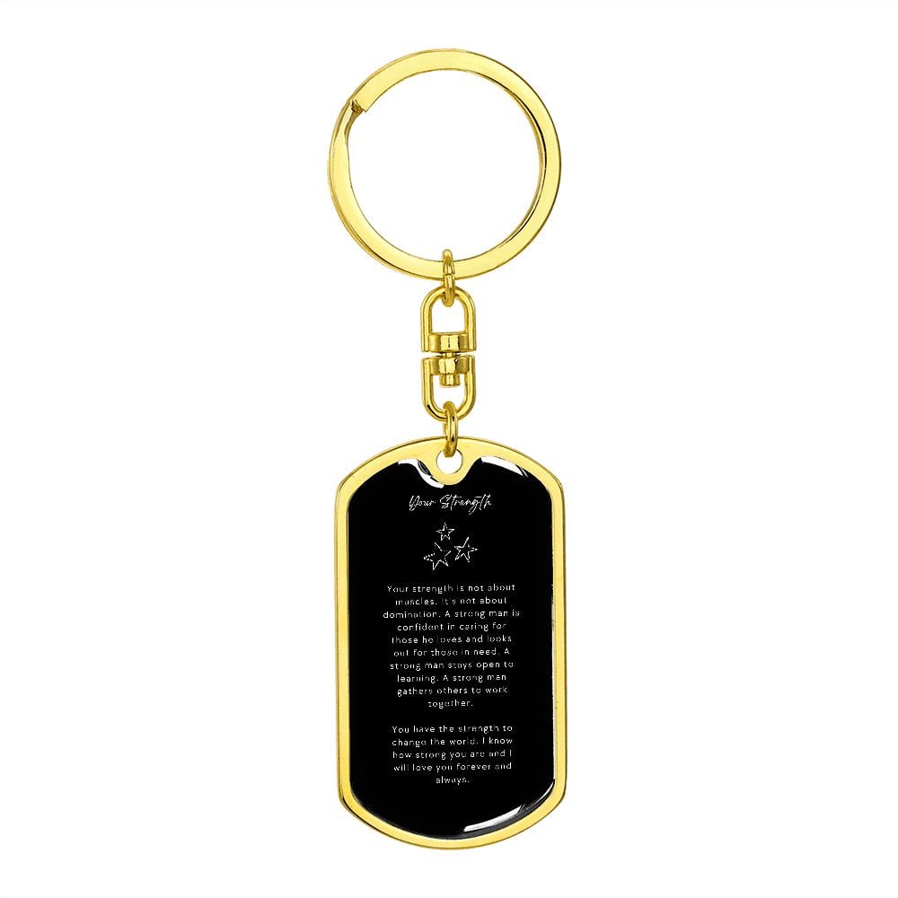 Jewelry Dog Tag with Swivel Keychain (Gold) / No Graphic Dog Tag Keychain