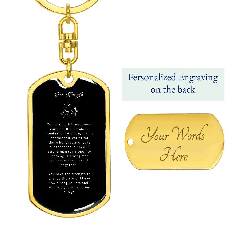 Jewelry Dog Tag with Swivel Keychain (Gold) / Yes Graphic Dog Tag Keychain