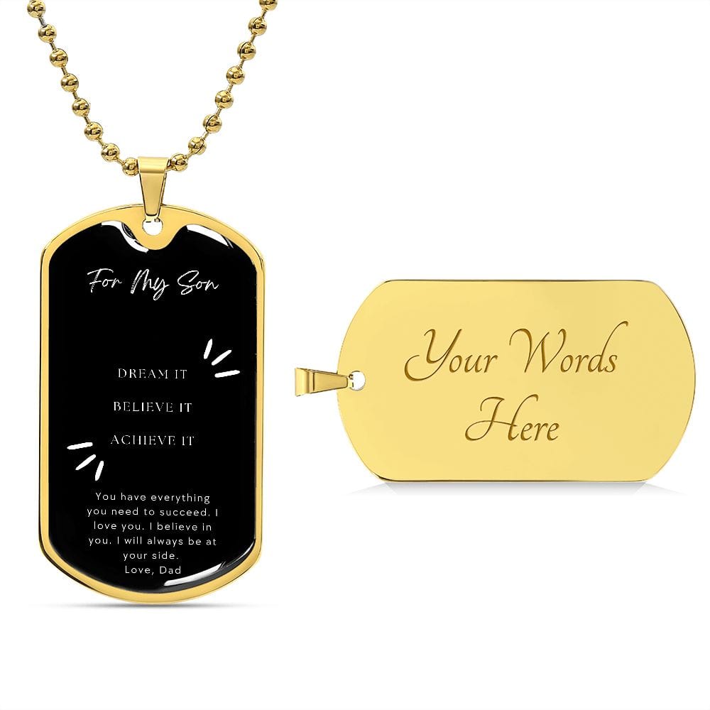 Jewelry Military Chain (Gold) / Yes Dog Tag For My Son