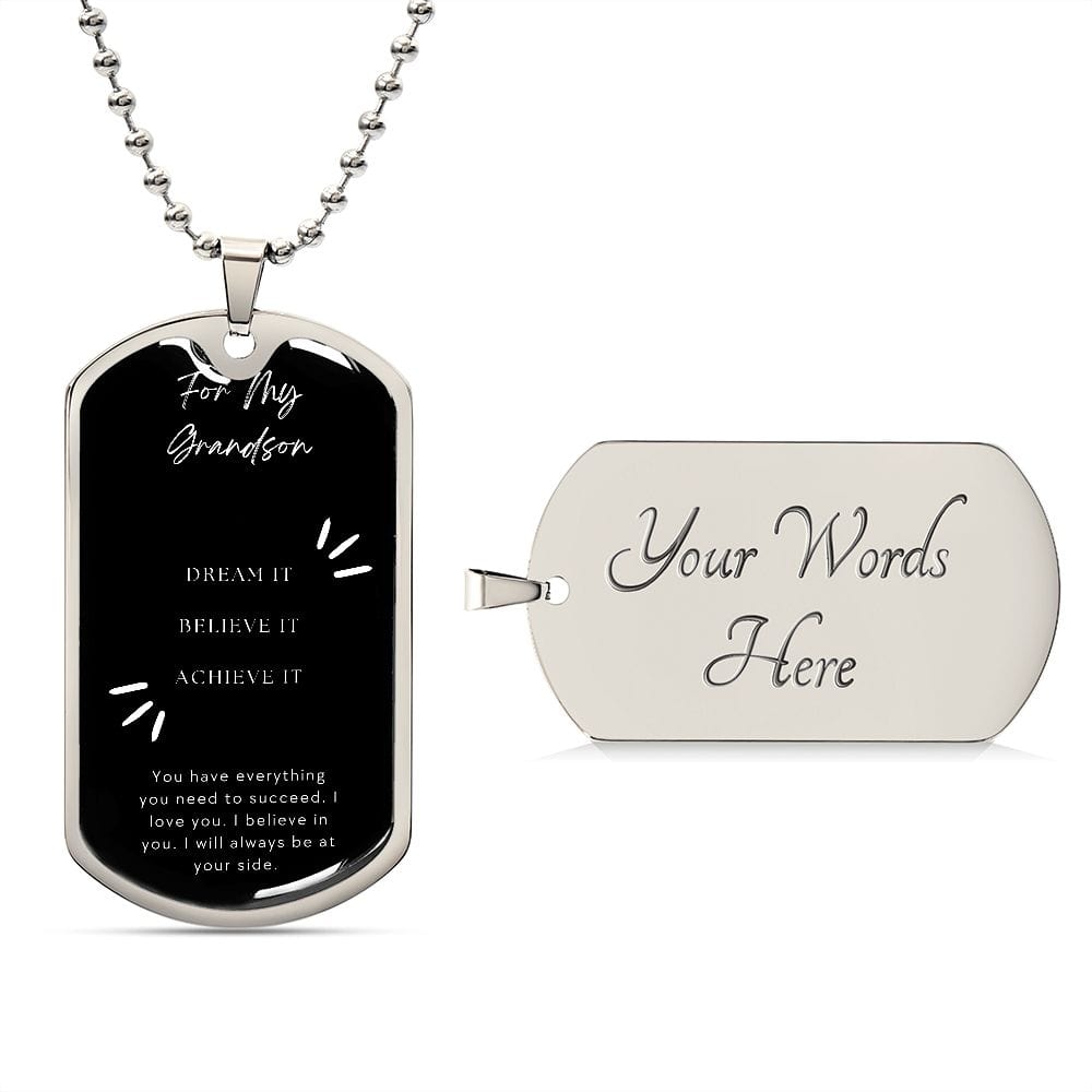 Jewelry Military Chain (Silver) / Yes Dog Tag For My Grandson