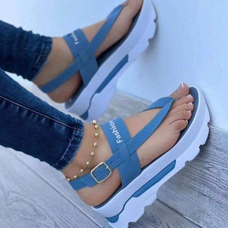 light blue / 35 Women Sandals 2022 New Platform Sandals For Summer Wedges Shoes Women Platform Heels Sandalias Mujer Luxury Summer Flip Flops