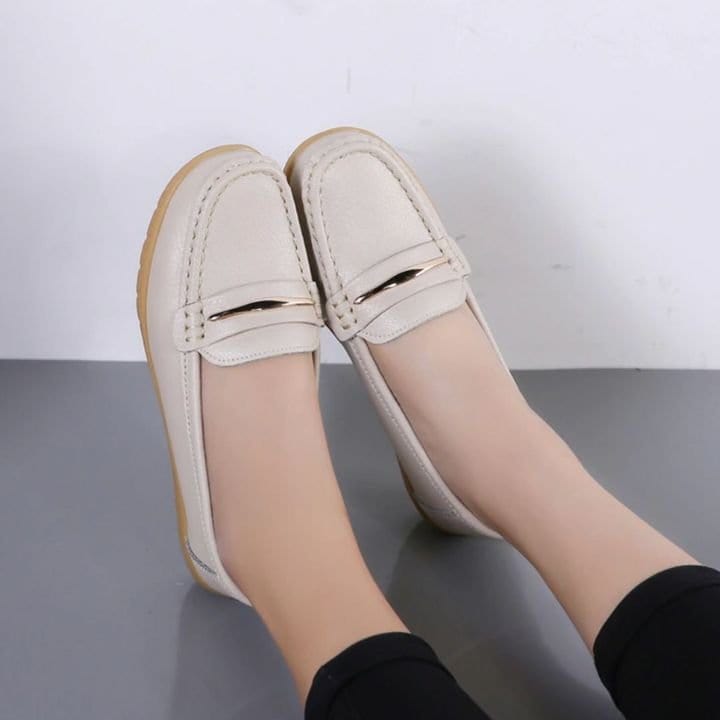 Loafers 2.5 / Beige Women Comfortable Leather Loafers