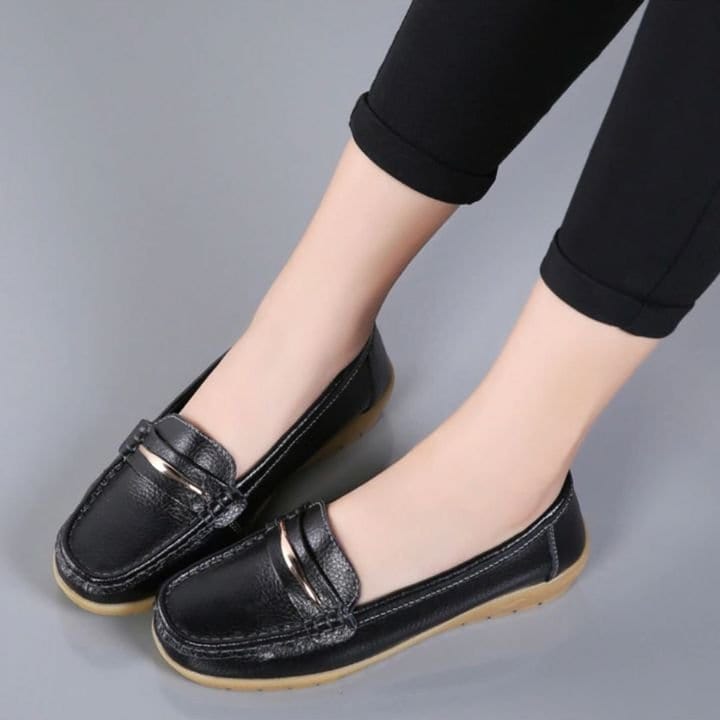 Loafers 2.5 / Black Women Comfortable Leather Loafers