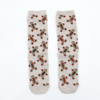 Multiple Gingerbread Men / 38-45 Christmas stocking trend gold silk pair socks for men and women
