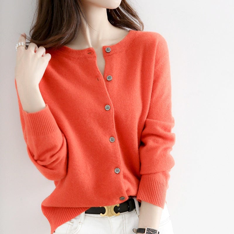 Orange / M Women Cardigans Sweater