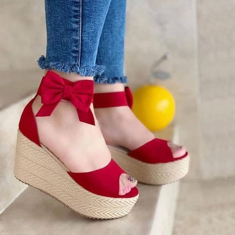 Sandals Red / 2 Nathalia™ Women's Fashion Buckle Wedge Sandals