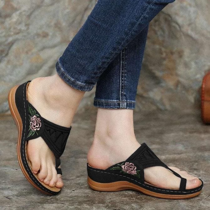 Slippers 3 / BLACK Women's Sandals Comfort Shoes Wedge Heel Open Toe Minimalism Sweet Daily Walking Shoes Faux Leather Sequin Summer Black Blue Pink Green Brown