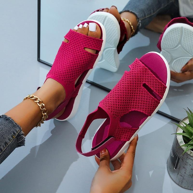 Slippers Pink / 2 Women's Elegant Embellished Soft & Comfortable Sandals Mesh Upper Breathable Sandals Adjustable Cross-Strap Design New