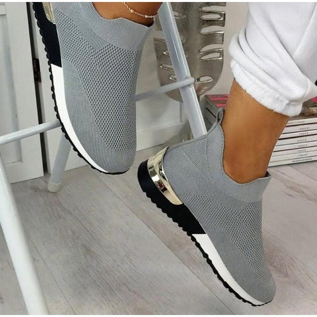 Sneakers 2 / Grey Women Vulcanized Slip On Shoes