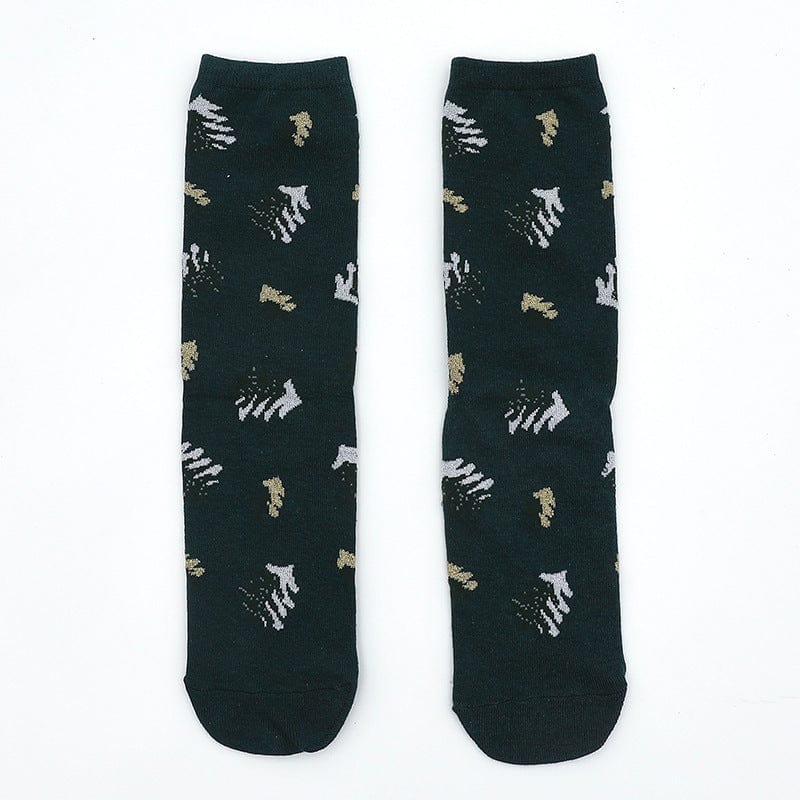 The Bottom Of The Dark Green Trees / 38-45 Christmas stocking trend gold silk pair socks for men and women
