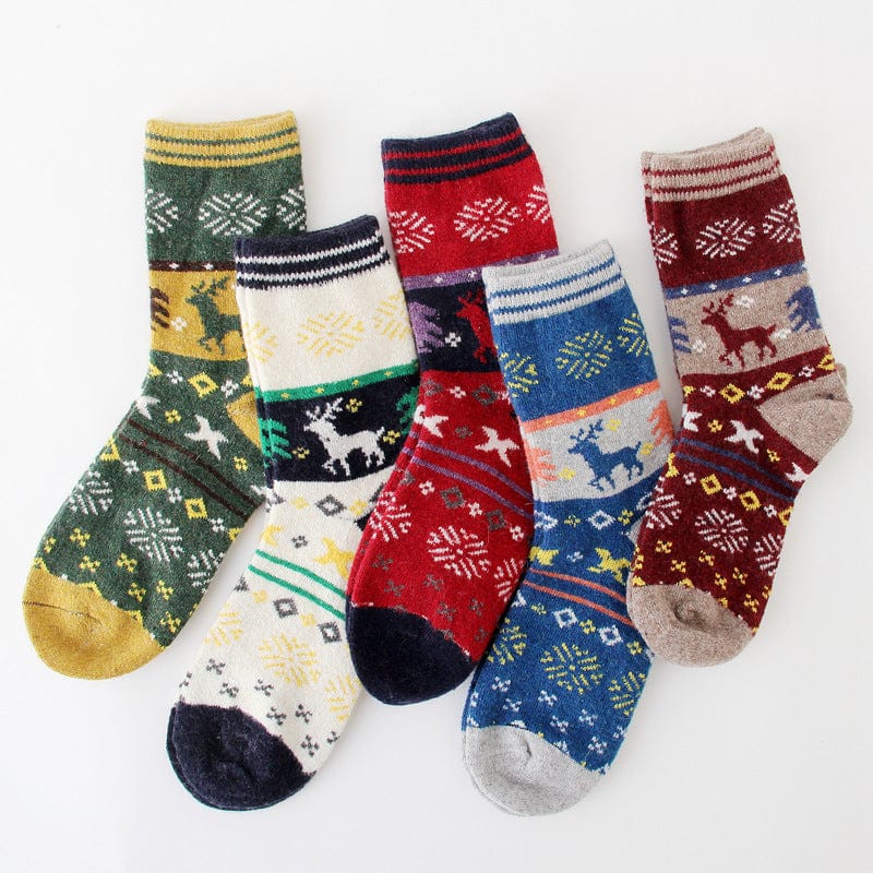 Winter thickened women's wool socks cartoon elk socks cross-border sales warm women's socks snow socks wholesale spot